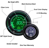 2-1/16" Evo Electrical Green and White Exhaust Gas Temperature Gauge-