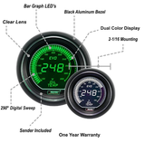 2-1/16" Evo Electrical Green and White Oil Temperature Gauge-