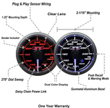 2-1/16" Premium White pointer Clear Lens Amber/White Oil Temperature Gauge-